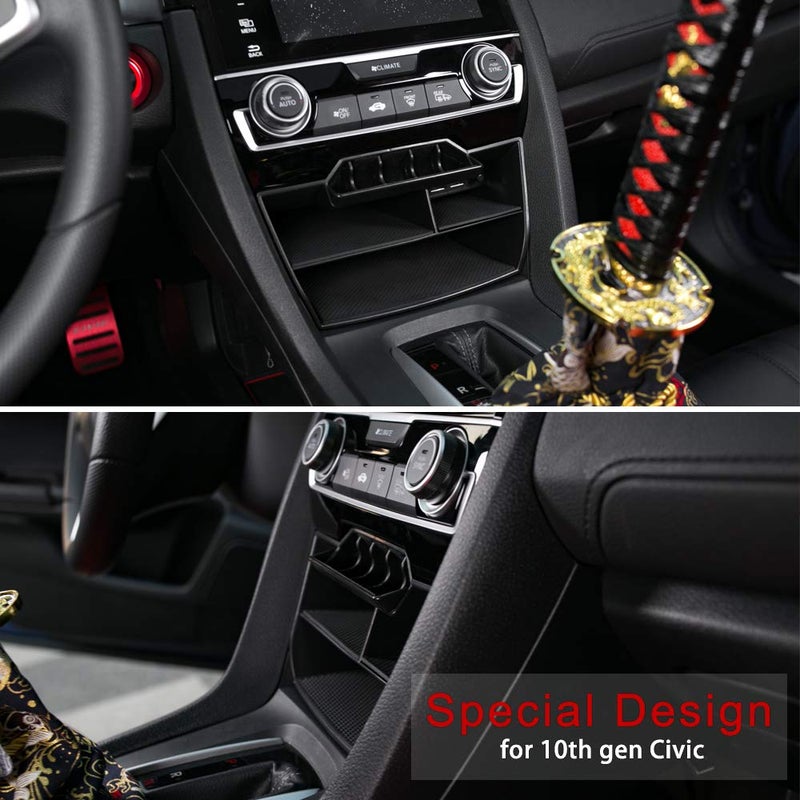 Thenice for 10th Gen Civic Central Console Storage Box Coins Trays Cards Organizer with USB Extension Cable Compatible with Honda Civic 2016 2017 2018 2019 2020 2021 - Image 5